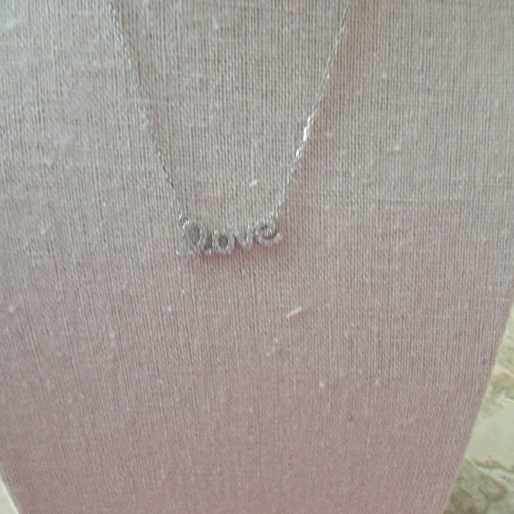 CZ Love script necklace
